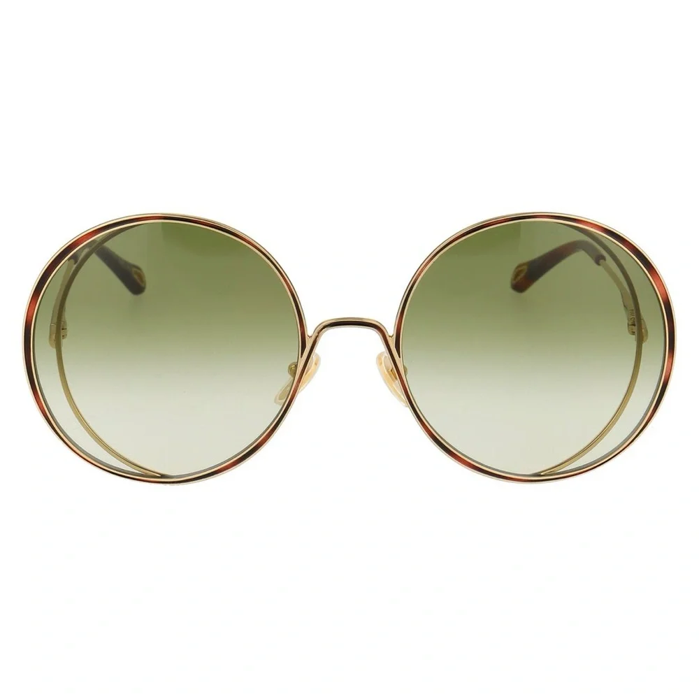 New Authentic Chloé CH 0037S 2343J3 - GOLD/ GREEN GRADIENT Round Sunglasses